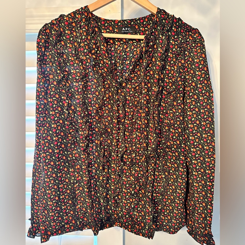 A.P.C Lillian Cherry Ruffle blouse